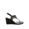 Rag & Co Women's Sappho Studded Thong Toe Wedges In Black In Black