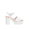 Rag & Co Sawor Recycled Leather High Block Sandals In White In White