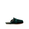 Rag & Co Women's Seyhan Fur Detail Velvet Slip-on Mules In Bottel Green In Green