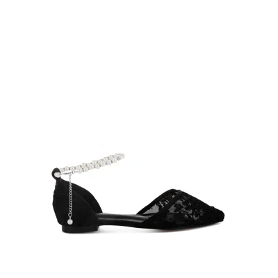 Rag & Co Women's Shrami Pearl & Rhinestone Strap Flat Sandals In Black