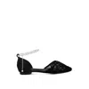 Rag & Co Seymor Faux Pearl Tie Strap Lace Flat In Black