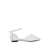 Rag & Co Women's Shrami Pearl & Rhinestone Strap Flat Sandals In White In White