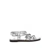 Rag & Co Women's Silver Doata Metallic Genuine Leather Buckled Flats In Silver