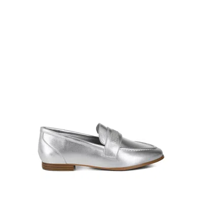 Rag & Co Women's Silver Eden Ode Rhinestone Strap Metallic Loafers By