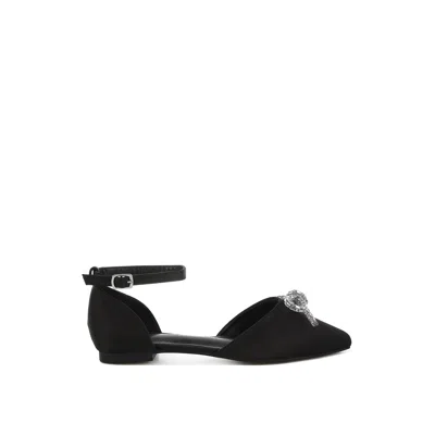 Rag & Co Women's Simina Rhinestone Detail Bow Flat Sandals In Black