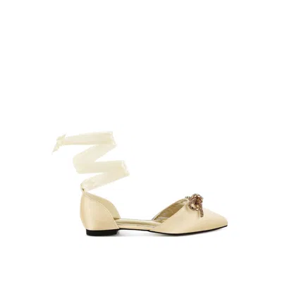 Rag & Co Women's Simina Rhinestone Detail Bow Flat Sandals In Gold By  In Animal Print