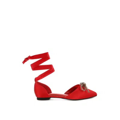 Rag & Co Women's Simina Rhinestone Detail Bow Flat Sandals In Red By