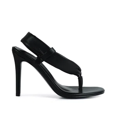 Rag & Co Women's Singles Black High Heeled Thong Sandals