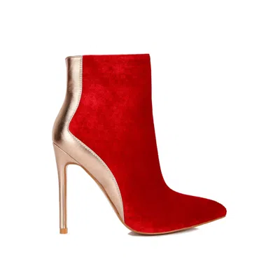 Rag & Co Women's Slade Metallic Highlight Red High Heeled Ankle Boots
