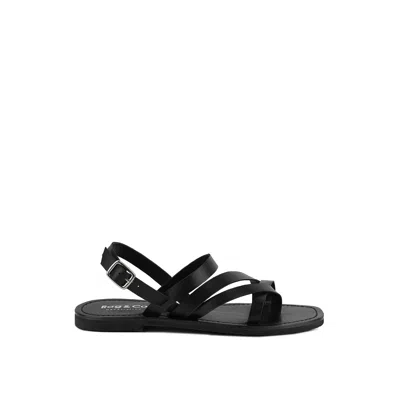 Rag & Co Sloana Black Strappy Flat Sandals