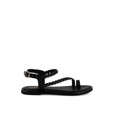 Rag & Co Women's Stallone Black Braided Flat Sandals By