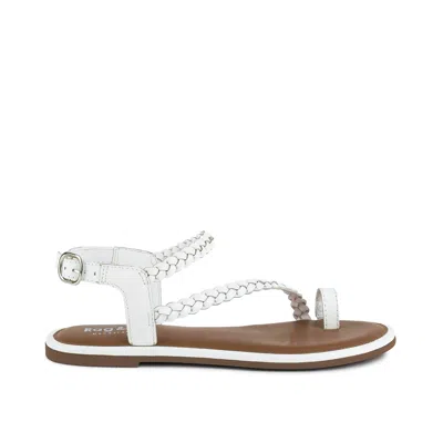 Rag & Co Stallone White Braided Flat Sandals