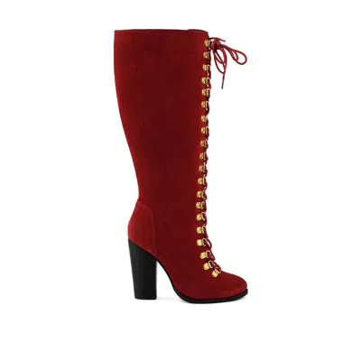 Rag & Co Women's Street-slay Antique Eyelets Lace Up Knee Boots In Red By  In Burgundy