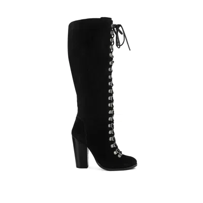 Rag & Co Women's Street-slay Antique Eyelets Lace Up Knee Boots In Black By