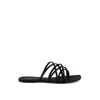Rag & Co Women's Sweetin Black Strappy Flat Slip On Sandals In Black