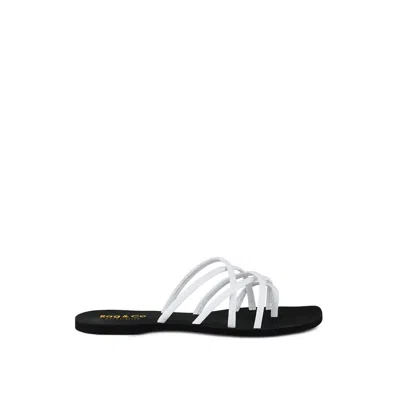 Rag & Co Women's Sweetin White Strappy Flat Slip On Sandals