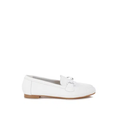 Rag & Co Women's Taranis Monochromatic Horsebit Real Leather Loafers In White