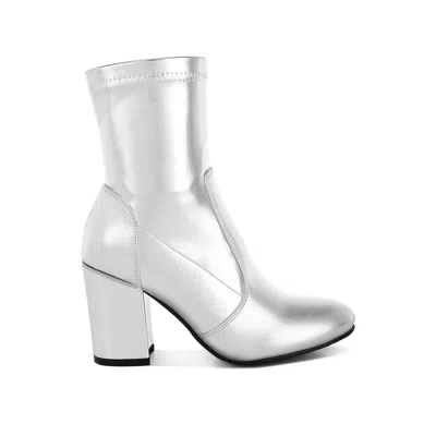 Rag & Co Women's Tirana Metallic Pleather Sock Boots In Silver