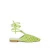 Rag & Co Women's Tutsi Green Handwoven Honeycomb Cotton Tie Up Mule Flats In Green