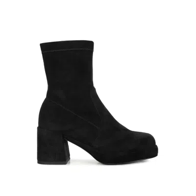 Rag & Co Women's Two-cubes Suede Platform Ankle Boots In Black By