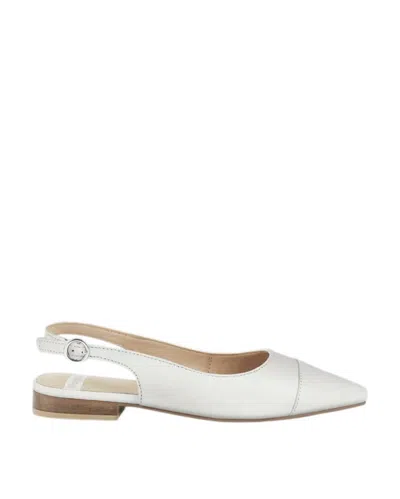 Rag & Co Women's Uwaha Genuine Leather & Real Suede Slingback Flats In White