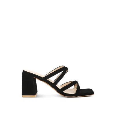 Rag & Co Valentina Strappy Casual Block Heel Sandals In Black