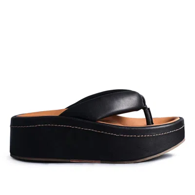 Rag & Co Women's Welch Black Thong Platform Sandals