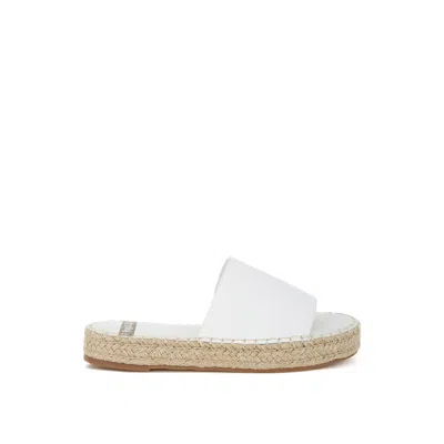 Rag & Co Women's White Scalar Genuine Soft Leather Espadrille Flatforms