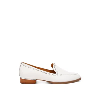 Rag & Co Women's White Wolferton Delicate Stud Detail Leather Loafers