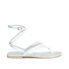 Rag & Co Women's Wrap-up Tie Around White Flat Sandals In White