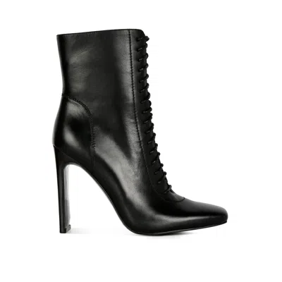 Rag & Co Women's Wyndham Black Lace Up Leather Ankle Boots In Black By