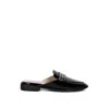 Rag & Co Yashta Black Patent Studded Flat Mules In Black