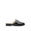 Rag & Co Yashta Black Patent Studded Flat Mules In Animal Print