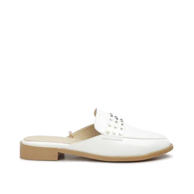 Rag & Co Women's Yashta White Patent Studded Flat Mules