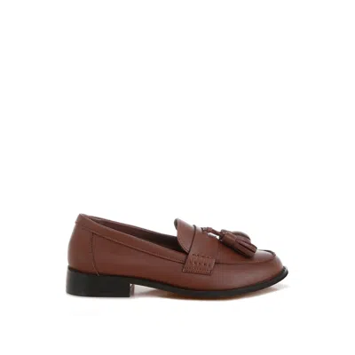 Rag & Co Women's Yelena Real Leather Tassel Loafers In Brown By
