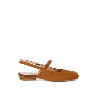 Rag & Co Women's Yellow / Orange Bounzi Soft Suede Leather Slingback Sandals In Tan In Yellow/orange