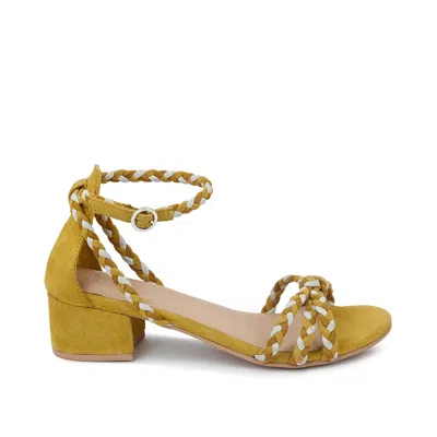Rag & Co Candance Mustard Block Heel Sandal In Yellow