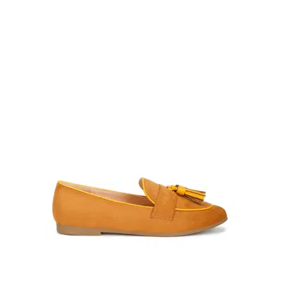 Rag & Co Women's Yellow / Orange Folklore Micro Suede Tassel Loafers In Tan In Yellow/orange