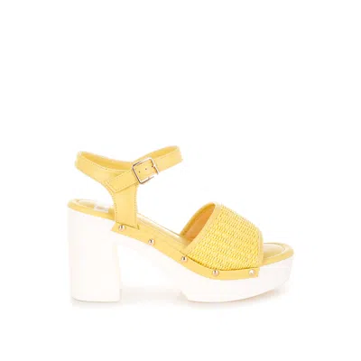 Rag & Co Women's Yellow / Orange Mazaro Raffia Chunky Sandals In Yellow
