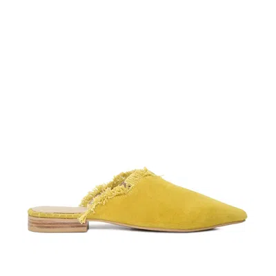 Rag & Co Women's Yellow / Orange Molly Mustard Frayed Leather Mules