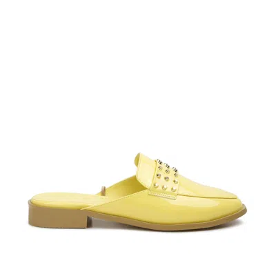 Rag & Co Women's Yellow / Orange Yashta Yellow Patent Studded Flat Mules In Yellow/orange