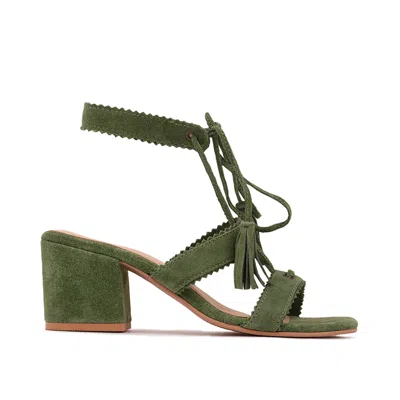 Rag & Co Women's Zena Green Color Suede Leather Sandal
