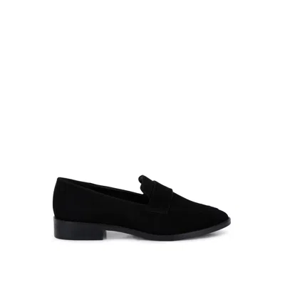 Rag & Co Women's Zofia Black Suede Penny Loafers In Black By