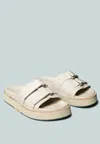 Rag & Co X Aniston Buckled Flatform Nude Slip-on Sandal In Multi