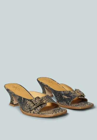 Rag & Co X Gomez-art-nouveau Leather Slip-on Sandal In Animal Print In Brown