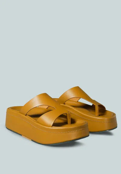 Rag & Co X Hathaway Slip-on Platform Sandal In Tan In Brown
