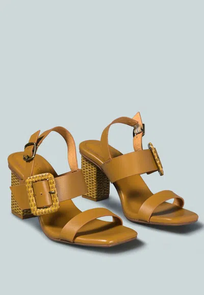 Rag & Co X Swift Big Buckle Leather Slingback Sandal In Tan In Brown