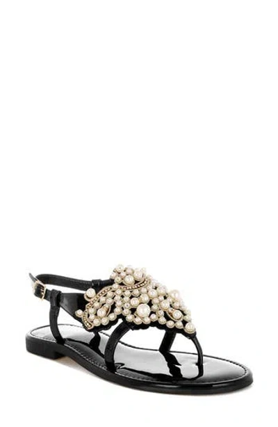 Rag & Co Zalata Faux Pearl Sandal In Black