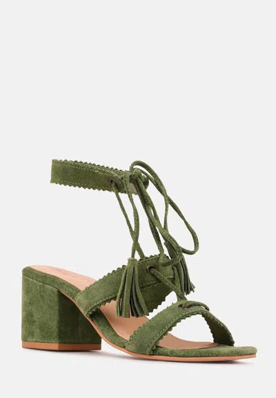 Rag & Co Zena Green Suede Leather Sandal