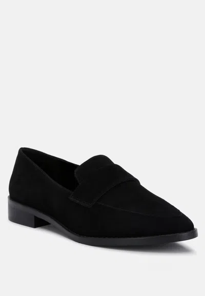 Rag & Co Zofia Black Suede Penny Loafers